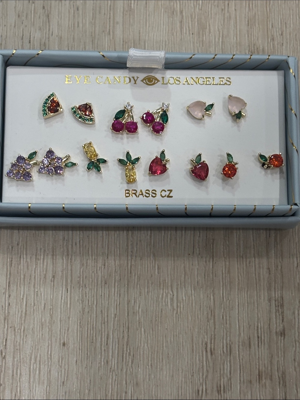 NIB Eyecandy Los Angeles Fruit Stud Earrings Set